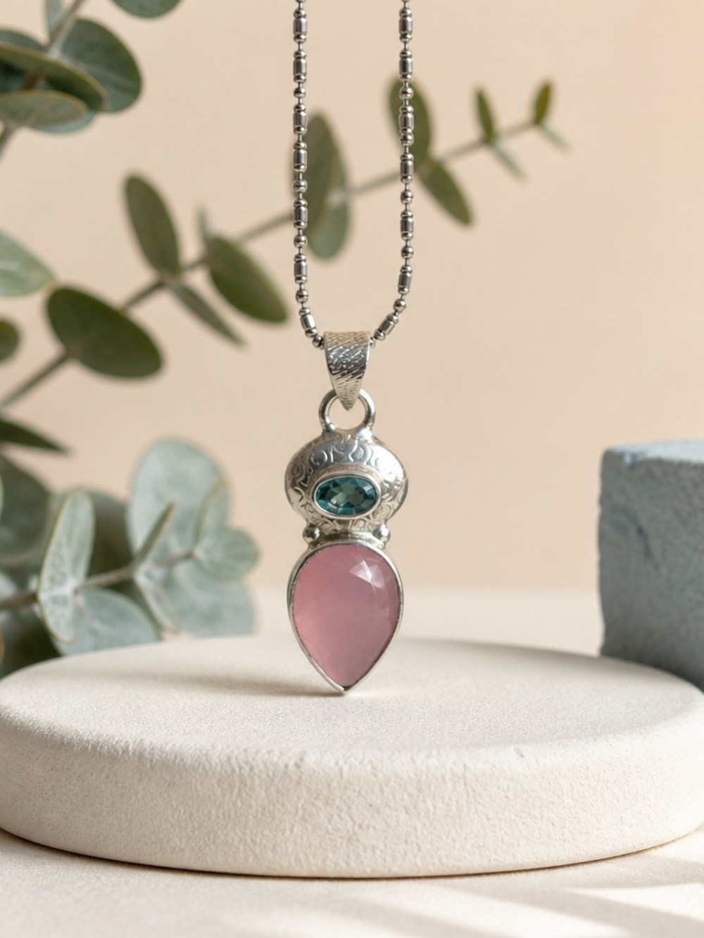 NEW! Rose Quartz & Topaz Necklace